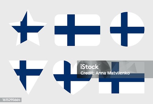 istock Finland flag vector icons set of illustrations 1615295664