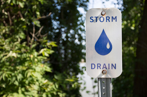 Storm drain sign at Charles Point Park