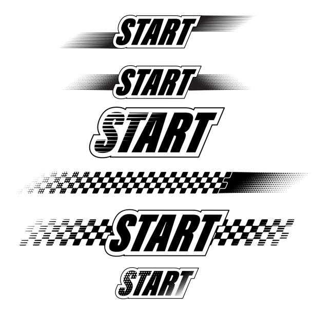 стартовый символ рисунка спортивного флага - checkered flag flag auto racing starting line stock illustrations