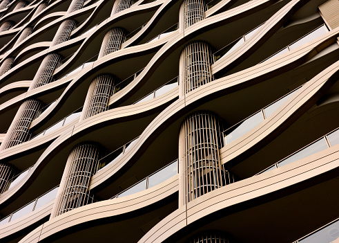 Close-up of modern corporate building facade.