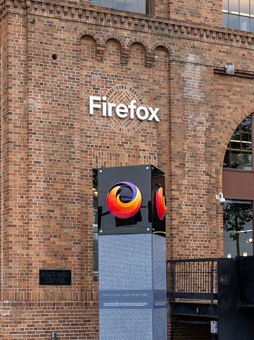 Firefox headquarters in San Francisco, California, USA - June 6, 2023. Mozilla Firefox, or simply Firefox, is a free and open-source web browser.
