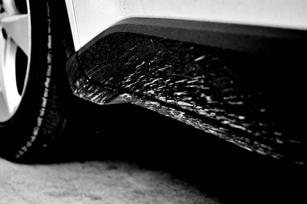 istock Front wheel of a dirty car. 1615393771