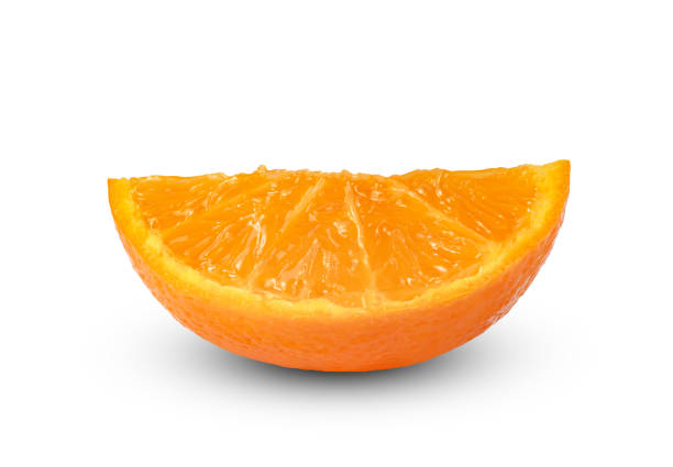 istock Orange fruit half sliced isolated on white background 1615502054