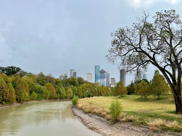 buffalo bayou park, houston, texas - buffalo bayou foto e immagini stock