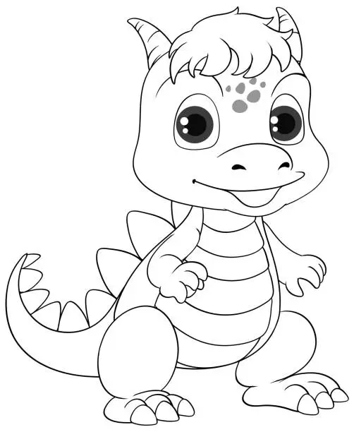 Vector illustration of Dinosaur cartoon doodle coloring character