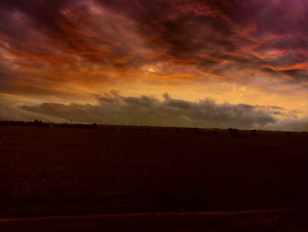 istock Beautiful rice fields in the morning with red sky and cloud 1615655840