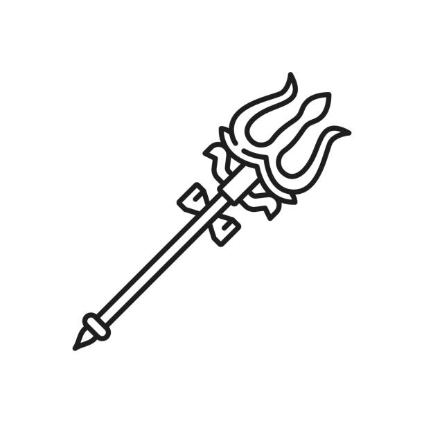 символ религии джайнизма, трезубец джайна тришула - trishula stock illustrations
