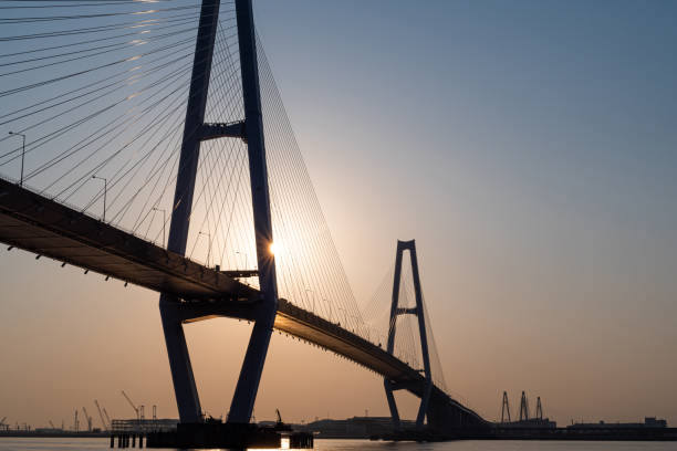 Bridge and sunset at Nagoya Port