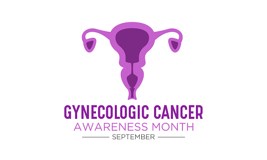 Gynecologic cancer awareness month is observed every year in september. Female reproductive system symbol. Template for banner, card, background. Vector illustration.