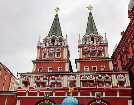 Moscow, Russia - Oct 4, 2016. The church at Red Square in center of Moscow. Most popular toursits landmarks in Russian Federation.
