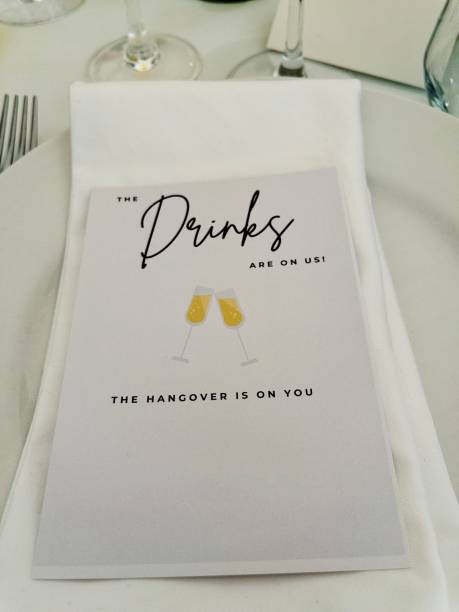 istock Vertical closeup of a drink menu on the table for a wedding 1615687209
