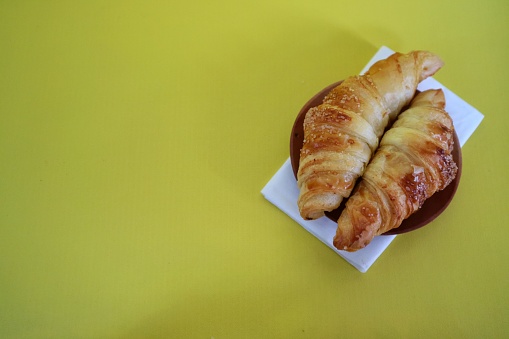 Fresh mini Croissant isolated on white background.