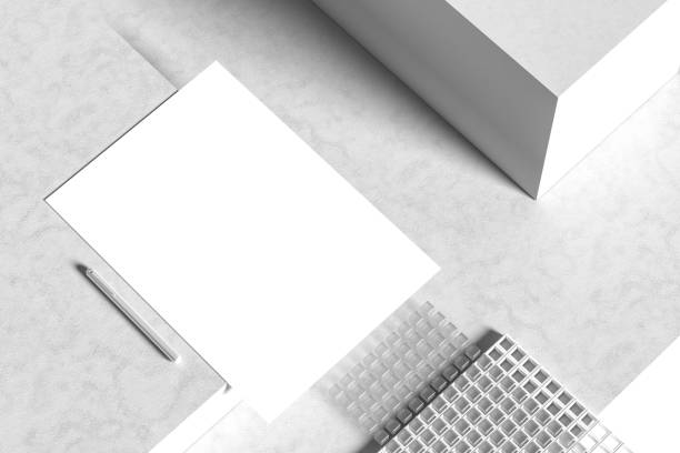 istock A4 size white paper mock up isolated on white background. Blank portrait A4 mock up. 3D illustration. 1615724831