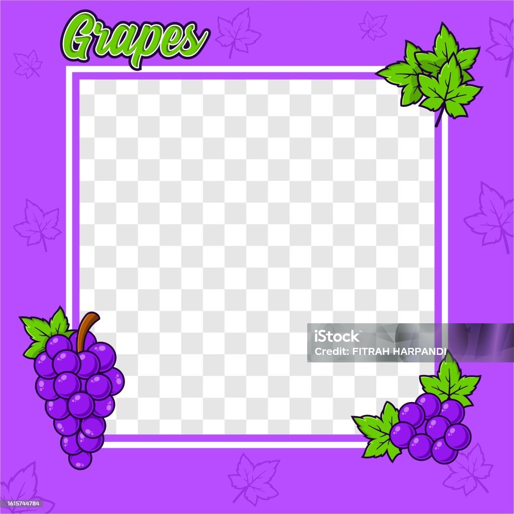 Rectangular Frame Grapes Grapes Fruit Photo Frame Cover Background Design Stock Illustration ...