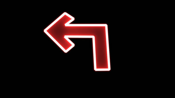 istock Traffic red neon signs, turn left, Modern flat simple arrows isolated. Down arrow sign . Direction traffic sign. Navigation concept. Vector illustration 1615768543