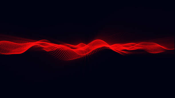 istock Black abstract background and red digital dots form wave. Futuristic, Modern, Digital, Abstract and technology dots wave background. Data technology. Connecting dots and lines on black background. 3d illustration and 4k footage 1615771092