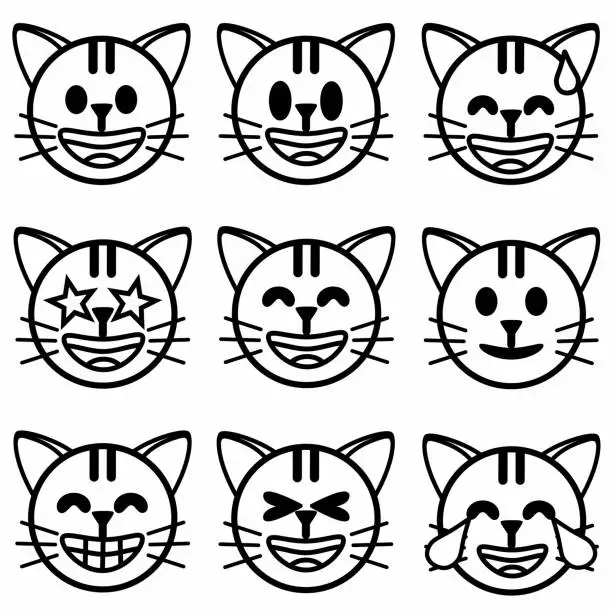 Vector illustration of cats face emoji