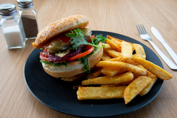 istock Hamburger in display for the photo shoot 1615869403