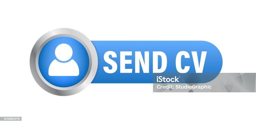 Send Cv Vector Send Cv Blue 3d Button In Flat Style Isolated On White Background ...