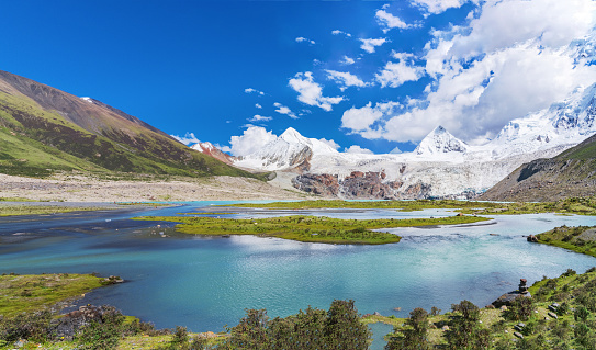 Sap Sacred Mountain, Holy Lake and Snow Mountain in Tibet Autonomous Region of China on June 22, 2022