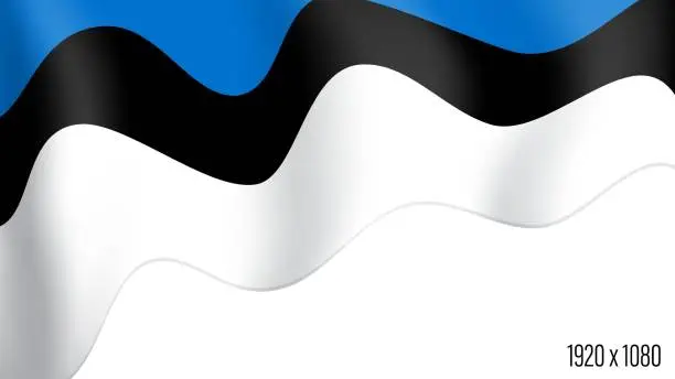 Vector illustration of Estonia country flag realistic independence day background. Estonian commonwealth banner in motion waving, fluttering in wind. Festive patriotic HD format template for independence day