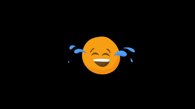 Cartoon Emoji Pack. Alpha channel, black background. Laughing emoji. 4K resolution loop animation.