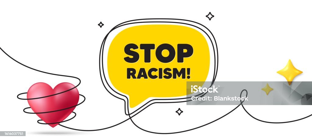 Stopping Racism Stop Racism Message Demonstration Protest Quote Continuous Line Art ...