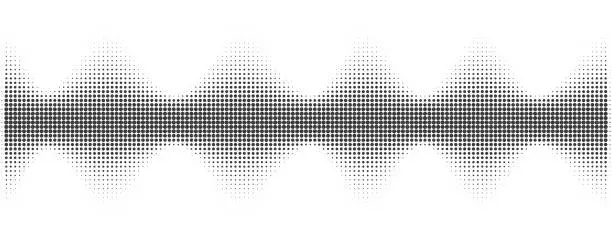 Vector illustration of Dotted wave. Halftone vector pattern. Abstract music sound. Wavy audio shape equalizer. Dynamic beat gradation.