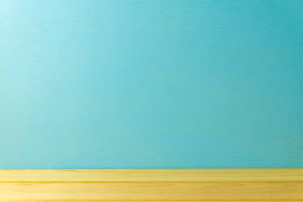 istock Empty pastel blue painted wooden background over wooden floor table with copy space. 1616068166