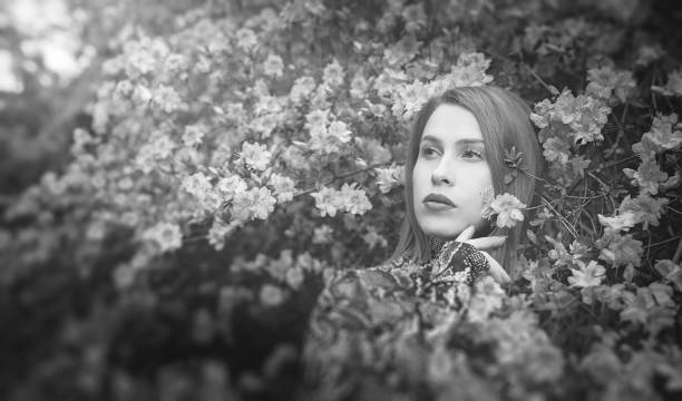 beautiful woman in nature. Surreal landscape