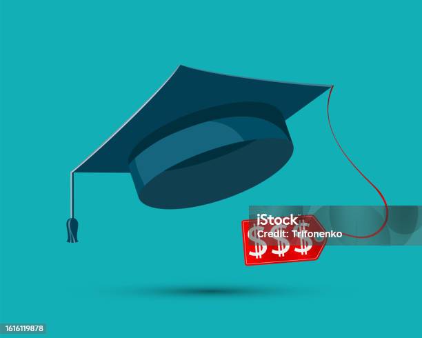 Capped Price Sign Graduation Cap With Price Tag And Dollar Sign Stock Illustration ...