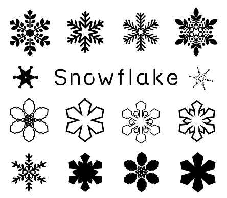 Monochrome snowflake icon set