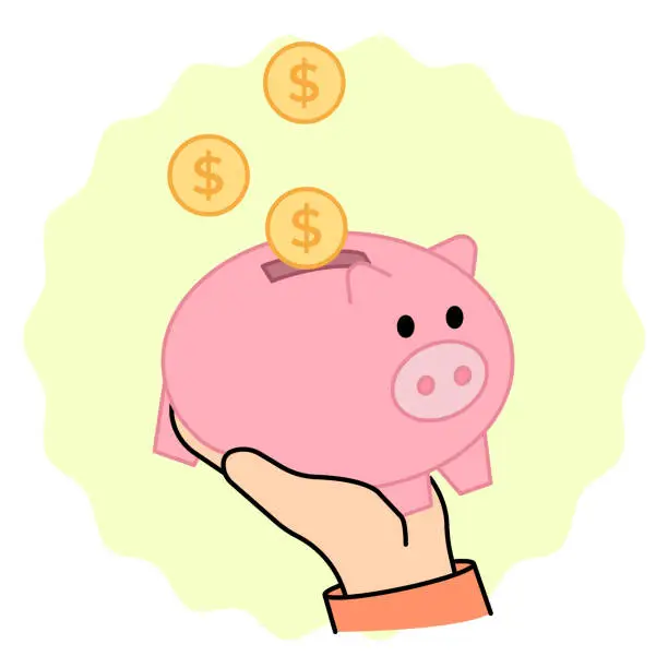 Vector illustration of Piggy bank. investment concept illustrations. Simple Vector Illustration.