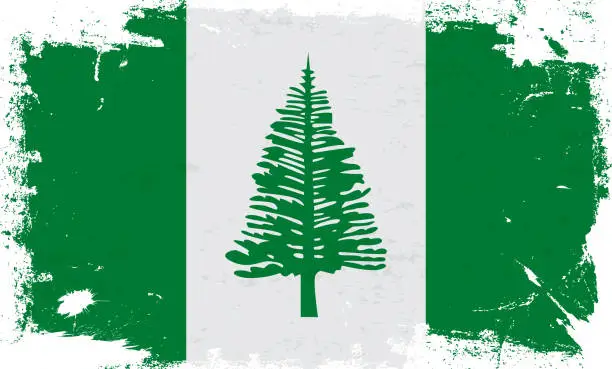 Vector illustration of Norfolk Island flag with brush paint textured isolated on white background