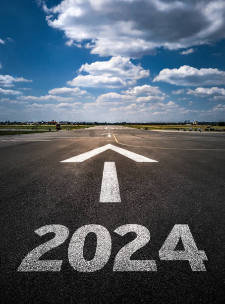 New Year 2024 - concept of planning and challenge, business strategy, opportunity ,hope and new life change stock photo