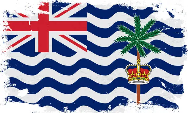 Vector illustration of British Indian Ocean Territory flag with brush paint textured isolated on white background