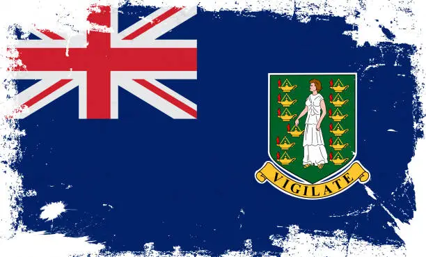 Vector illustration of British Virgin Islands flag with brush paint textured isolated on white background
