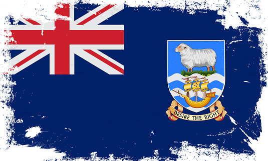 Falkland Islands flag with brush paint textured isolated on white background. Vector illustration EPS10