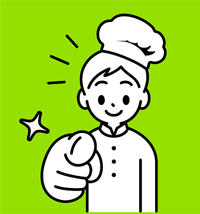 istock A chef boy points his index finger at the viewer, minimalist style, black and white outline 1616169521