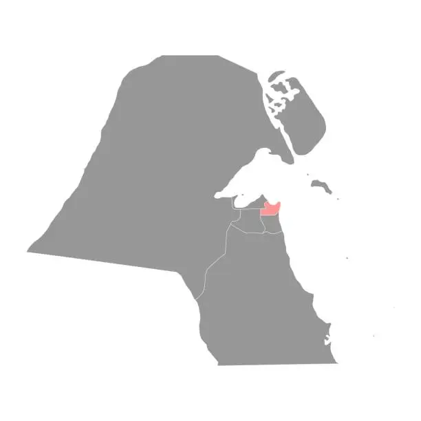 Vector illustration of Hawalli governorate, administrative division of the country of Kuwait. Vector illustration.