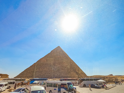Cairo, Egypt - April 20, 2023 : The Pyramids of Giza (Egyptian pyramids)