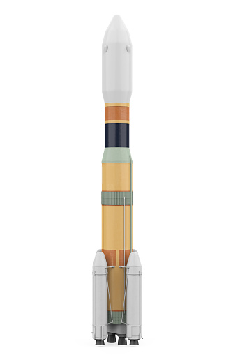 Space Rocket isolated on white background. 3D render
