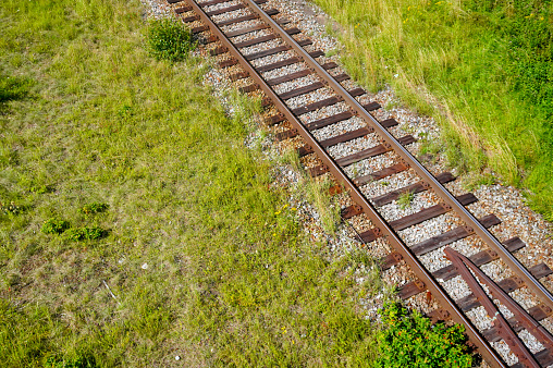 High angle view of railroad tracks