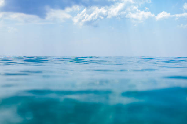 istock Ocean horizon from the water surface with blue sky and clouds. 1616231403