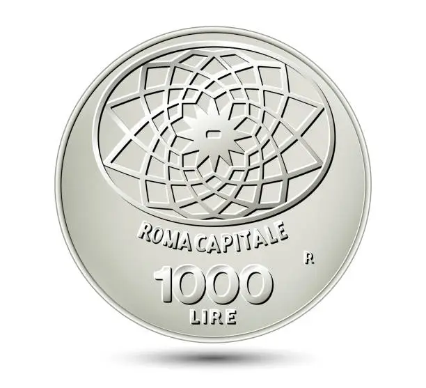 Vector illustration of One thousand Italian lire on a white background. Vector illustration.