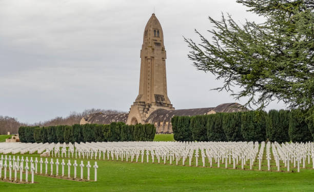 Scenery around the Douaumont Ossuary, a memorial located near Verdun in France
