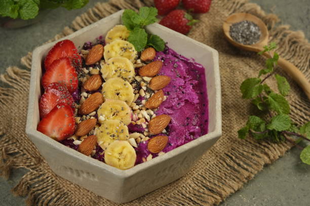 istock acai smoothie bowl with mixed topping,Healthy breakfast . 1616401128