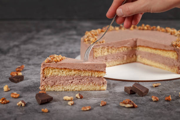 istock Chocolate cake nut. Homemade, creamy cake 1616410554