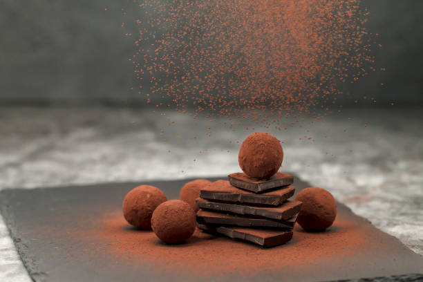 istock Chocolate candy. Round sweets. Cocoa powder 1616411087