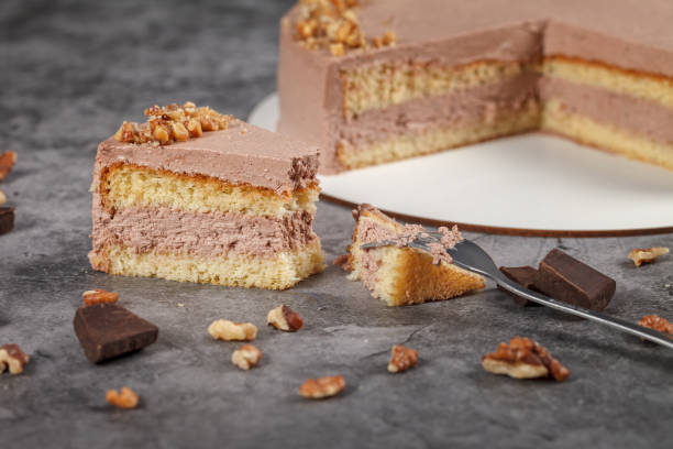 istock Chocolate cake nut. Homemade, creamy cake 1616411100